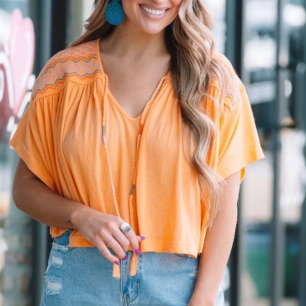 NWT Free People Market Tee Size Small In Carrot Ginger